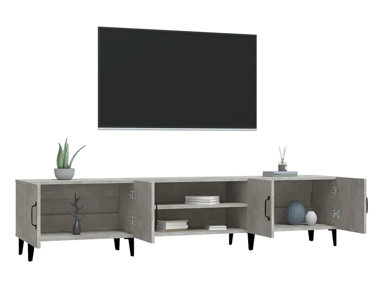 Outlet Móvel de TV 180x31,5x40 cm derivados de madeira cinza cimento PT807625 Cinzento