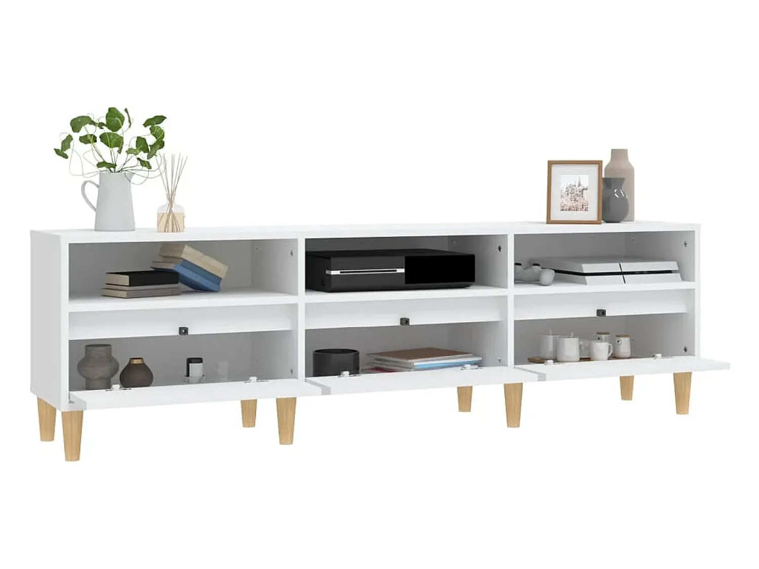 Hot Móvel de TV 150x30x44,5 cm derivados de madeira PT594141 Branco