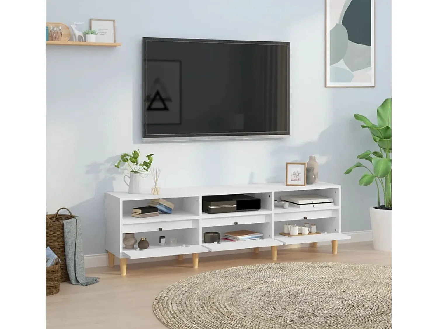 Hot Móvel de TV 150x30x44,5 cm derivados de madeira PT594141 Branco