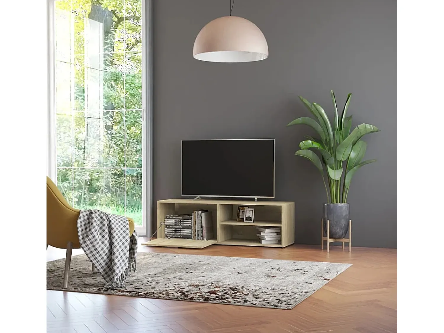 Móvel De Tv| Móvel de TV 120x34x37 cm derivados de madeira carvalho sonoma PT634853 Castanho