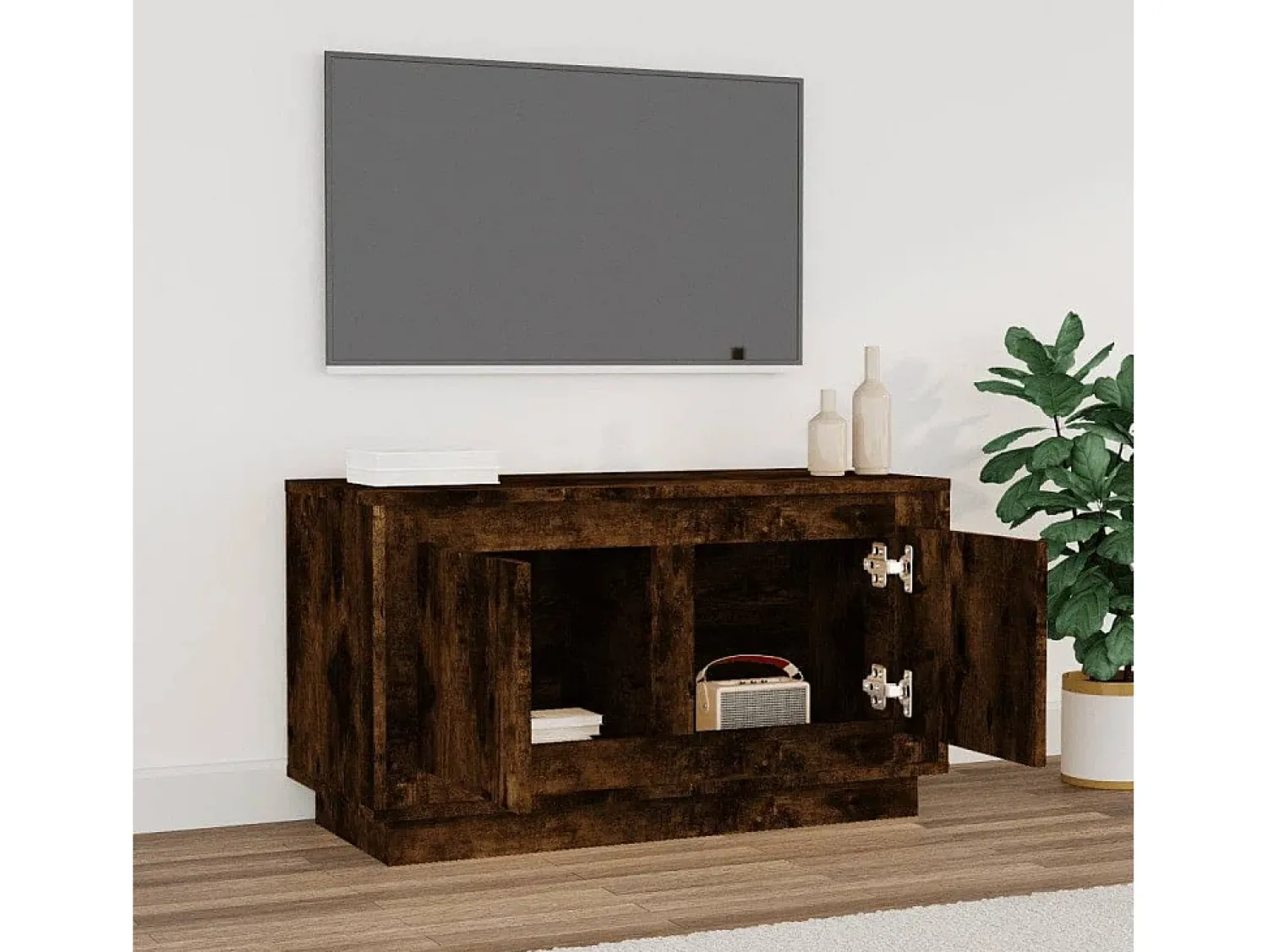 Hot Móvel de TV 80x35x45 cm derivados de madeira carvalho fumado PT890709 Castanho