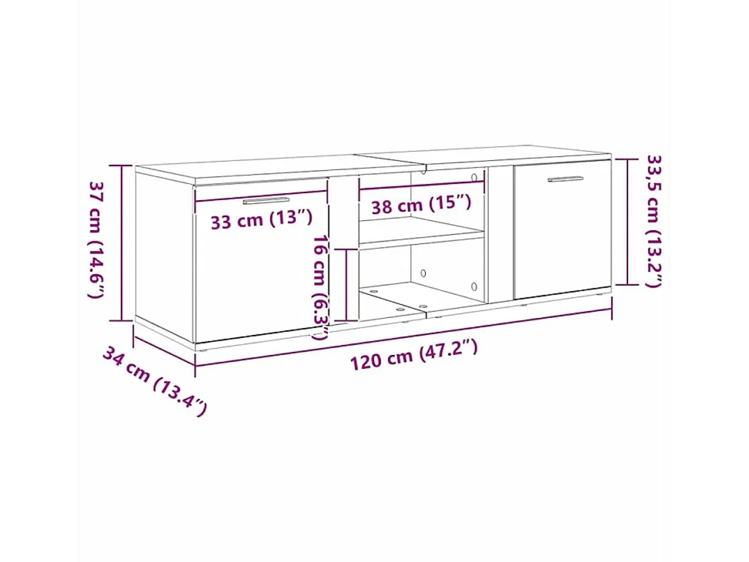 Clearance vidaxl Móvel de TV 120x34x37 cm derivados de madeira cimento Cinzento