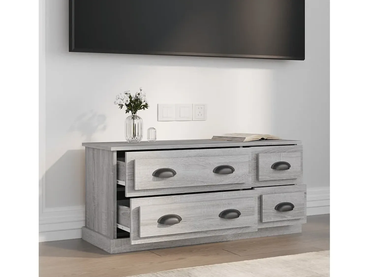 Móvel De Tv| Móvel de TV 100x35,5x45 cm derivados de madeira sonoma PT432719 Cinzento