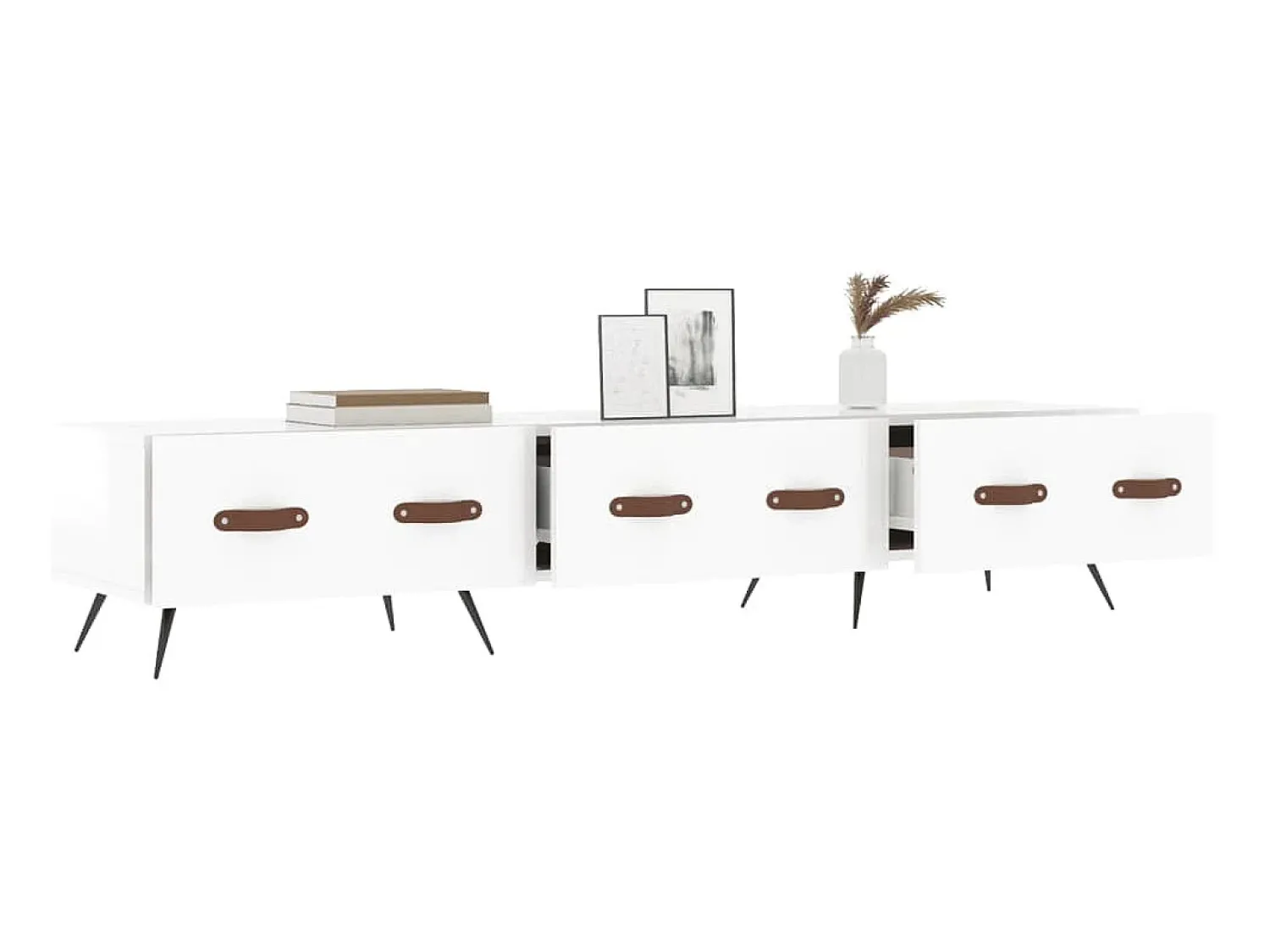 Móvel De Tv* Móvel de TV 150x36x30 cm derivados de madeira brilhante PT571007 Branco