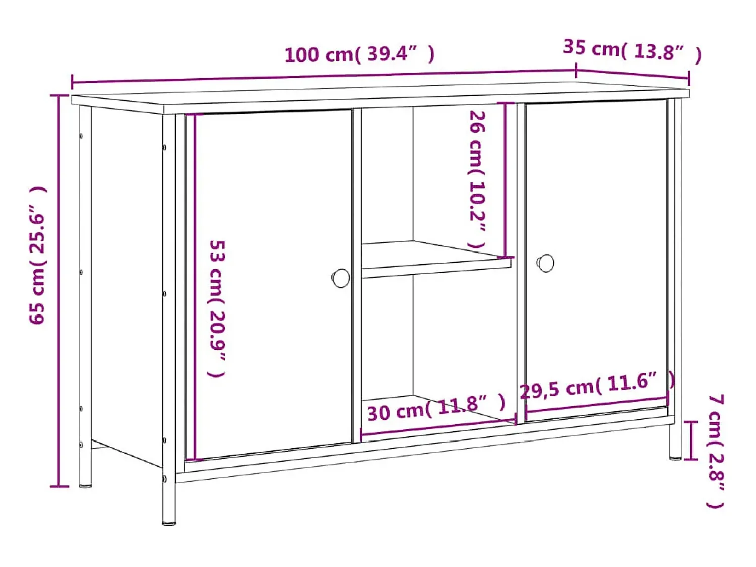 vidaxl Móvel de TV 100x35x65 cm derivados de madeira carvalho fumado^ Móvel De Tv