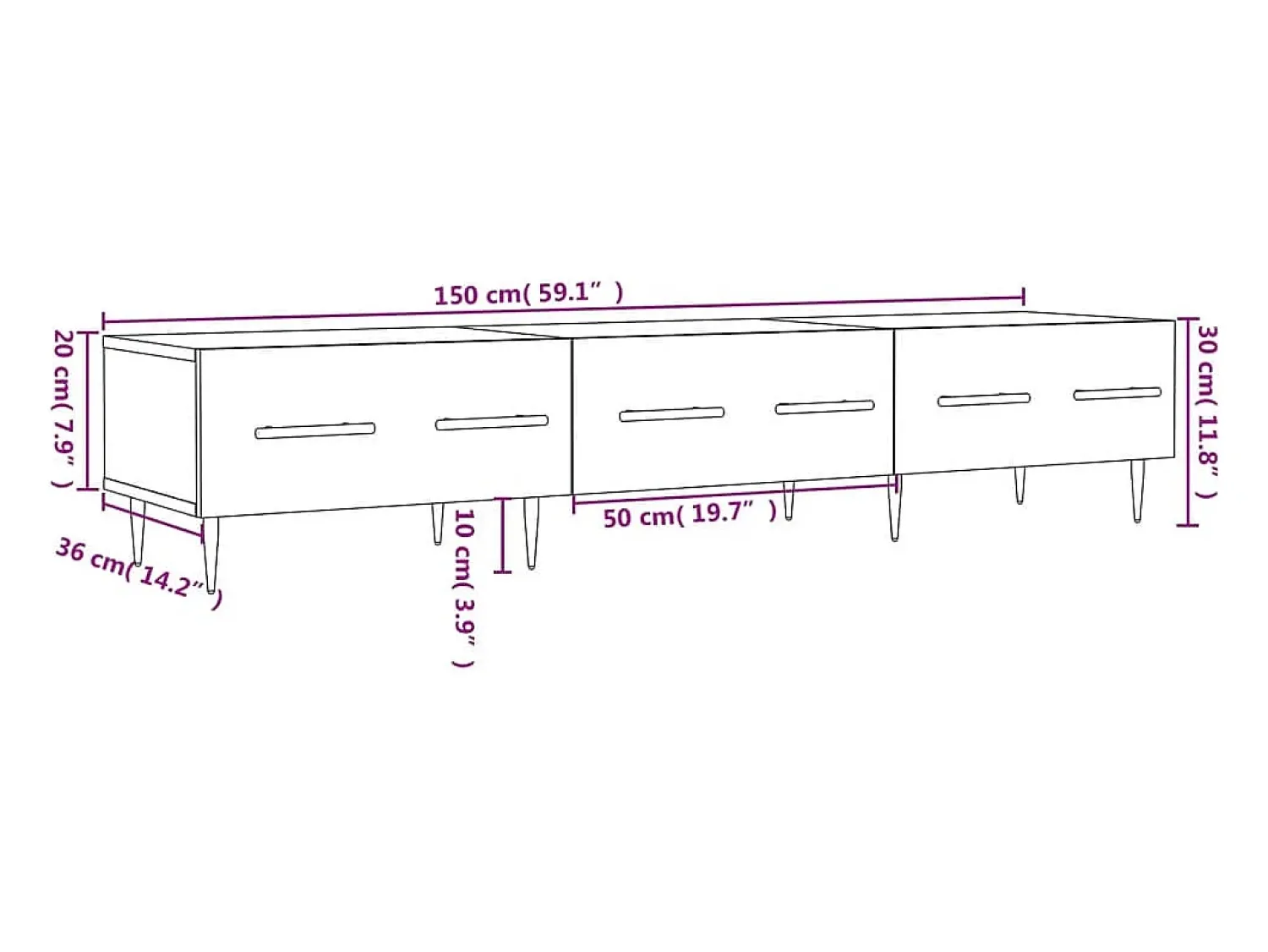 Móvel De Tv*vidaxl Móvel de TV 150x36x30 cm derivados de madeira cimento Cinzento