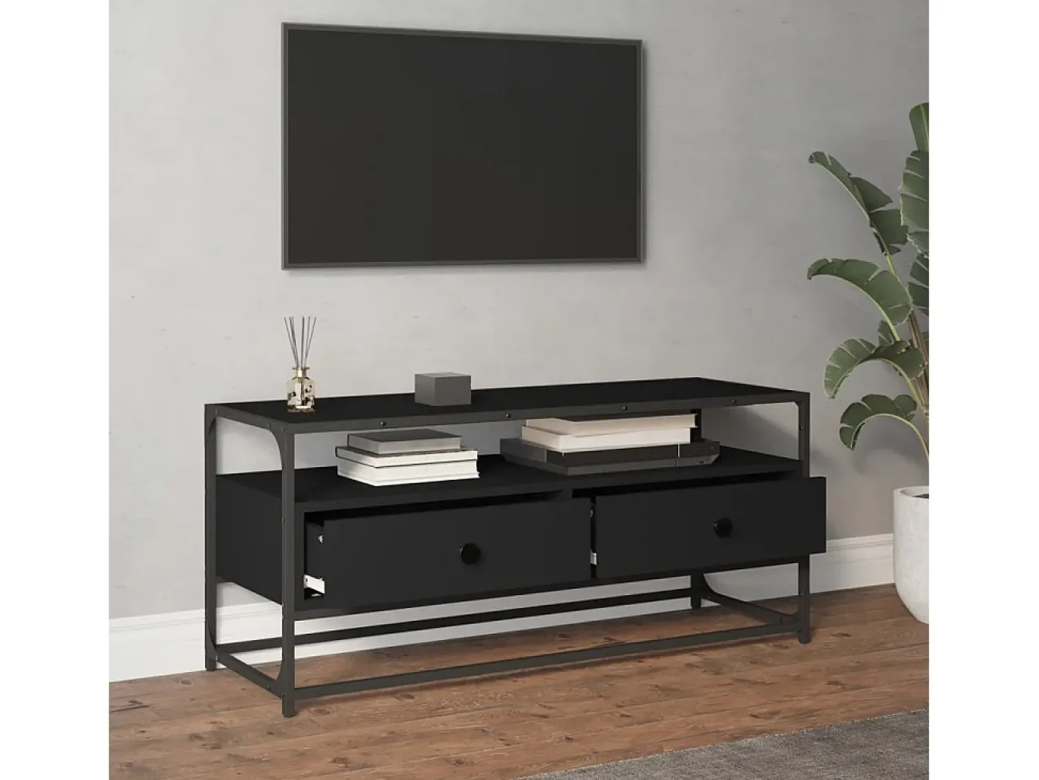 Móvel De Tv| Móvel de TV 100x35x45 cm derivados de madeira PT380161 Preto