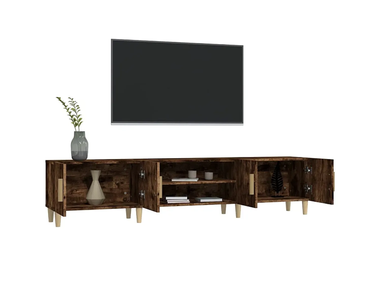 Móvel De Tv* Móvel de TV 180x31,5x40 cm derivados de madeira carvalho fumado PT743459 Castanho