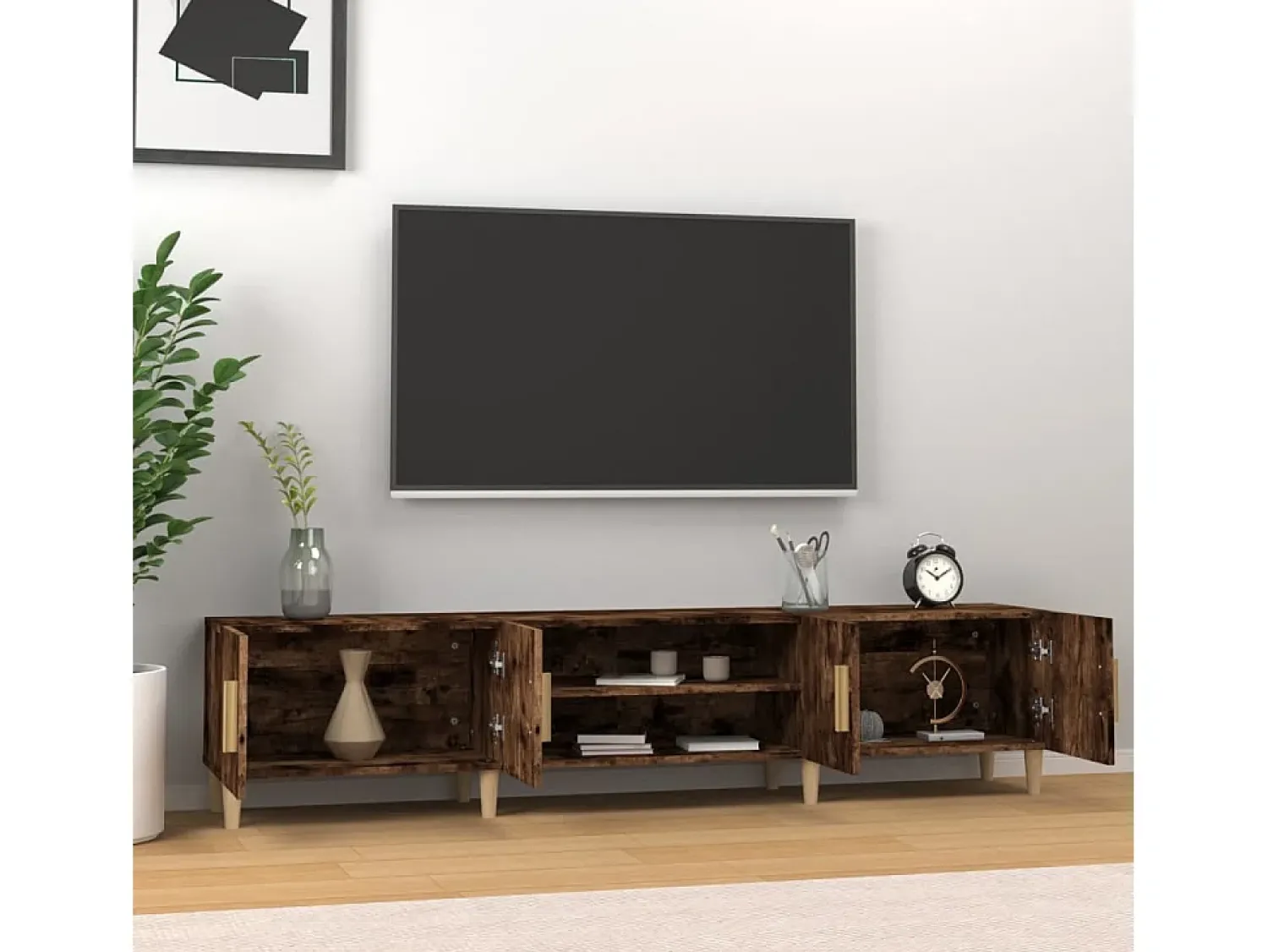 Móvel De Tv* Móvel de TV 180x31,5x40 cm derivados de madeira carvalho fumado PT743459 Castanho