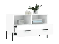 Móvel de TV 80x36x50 cm derivados de madeira brilhante PT674309 Branco