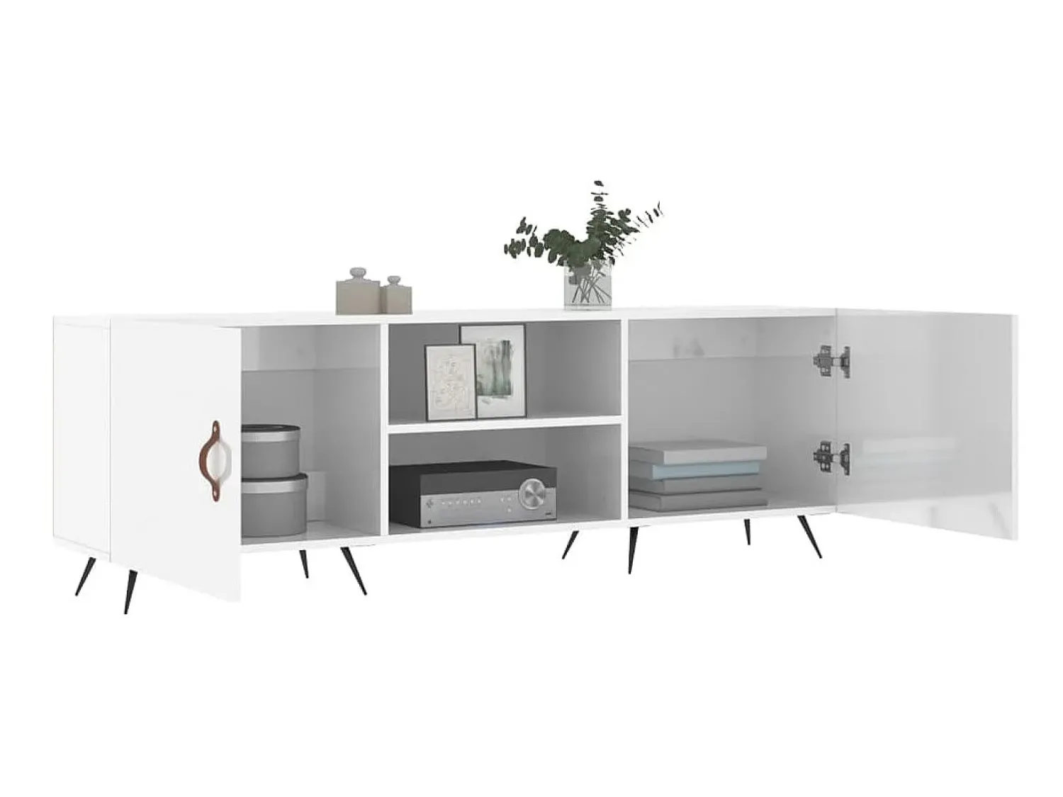 Móvel De Tv| Móvel de TV 150x30x50 cm derivados de madeira brilhante PT183658 Branco