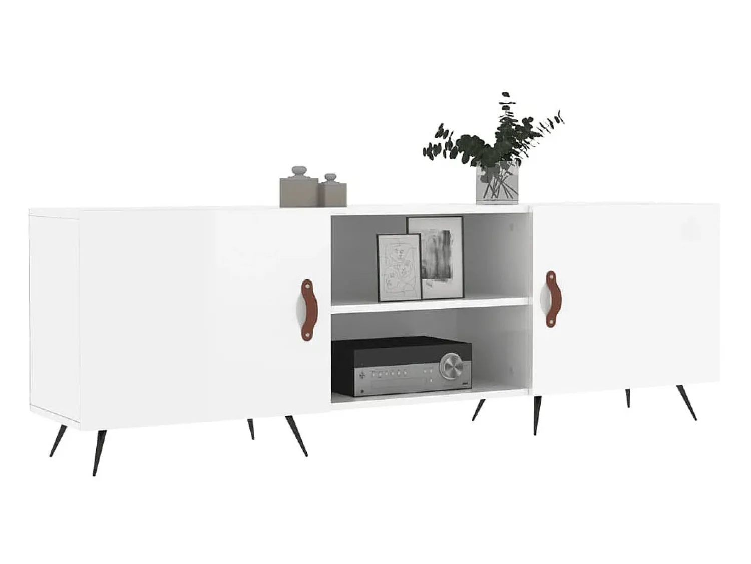 Móvel De Tv| Móvel de TV 150x30x50 cm derivados de madeira brilhante PT183658 Branco
