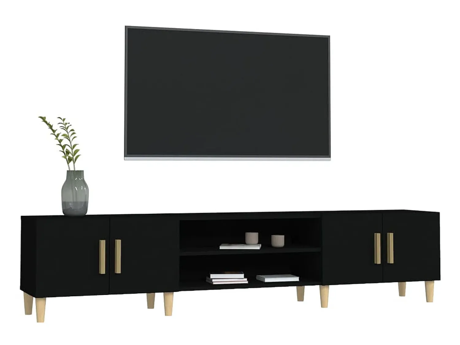 Móvel De Tv* Móvel de TV 180x31,5x40 cm derivados de madeira PT954977 Preto