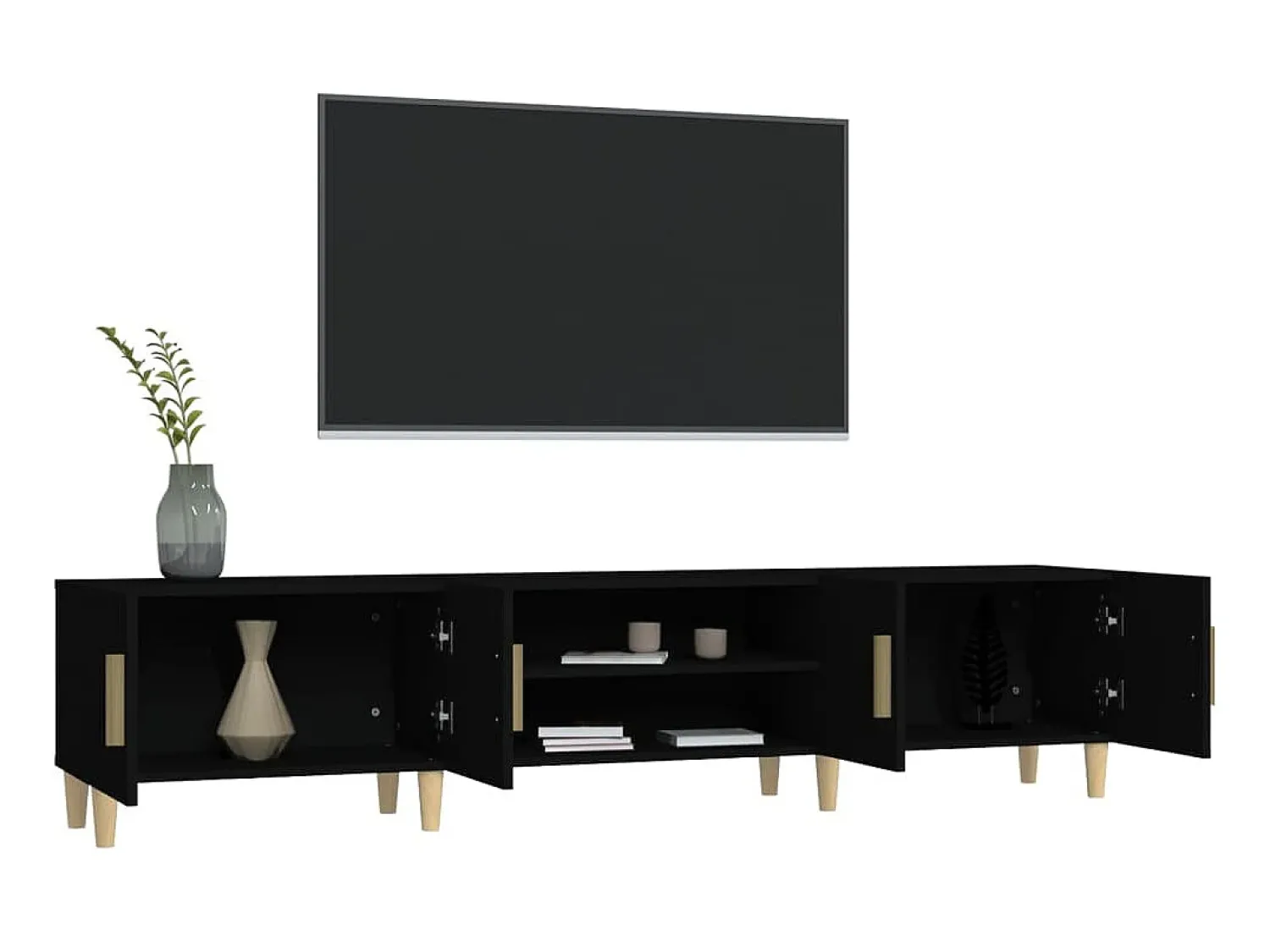 Móvel De Tv* Móvel de TV 180x31,5x40 cm derivados de madeira PT954977 Preto