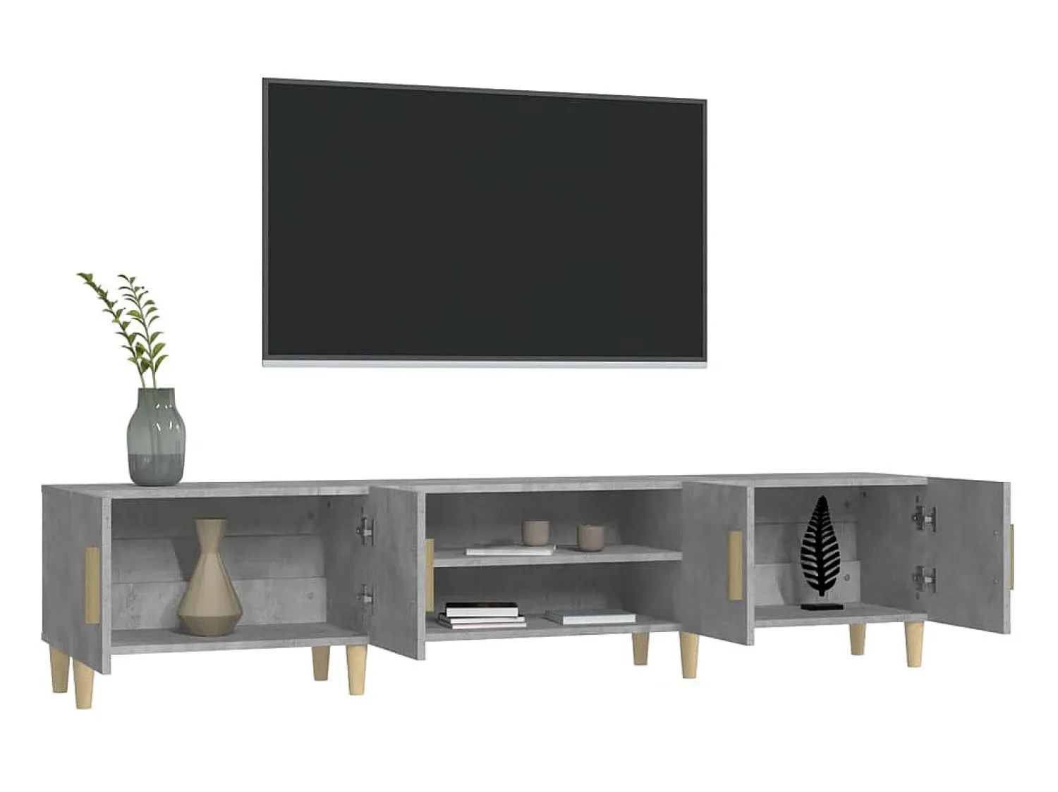 Móvel de TV 180x31,5x40 cm derivados de madeira cinza cimento PT984819^ Móvel De Tv