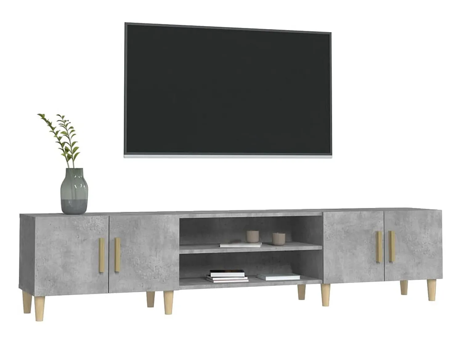 Móvel de TV 180x31,5x40 cm derivados de madeira cinza cimento PT984819^ Móvel De Tv
