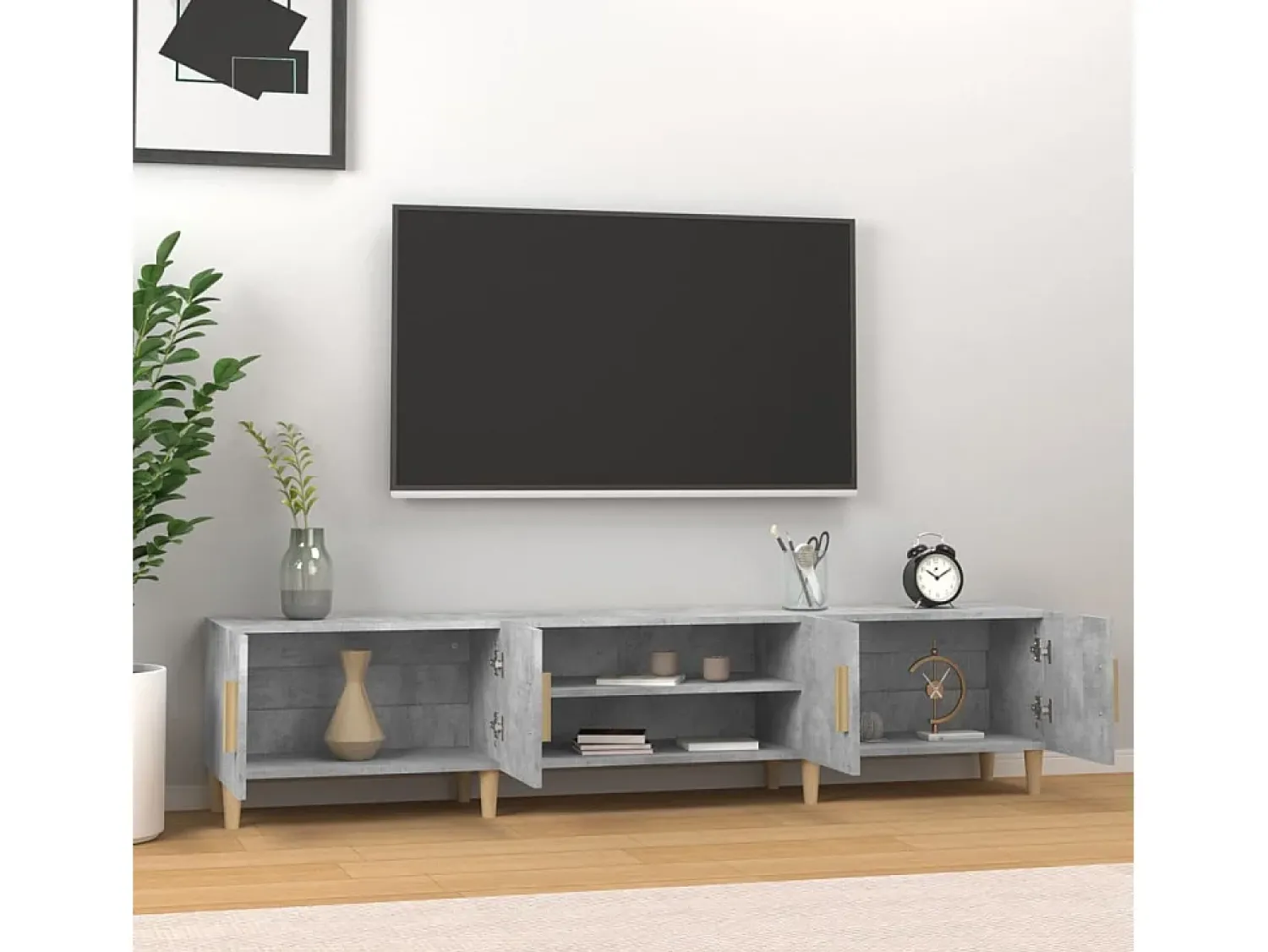 Móvel de TV 180x31,5x40 cm derivados de madeira cinza cimento PT984819^ Móvel De Tv