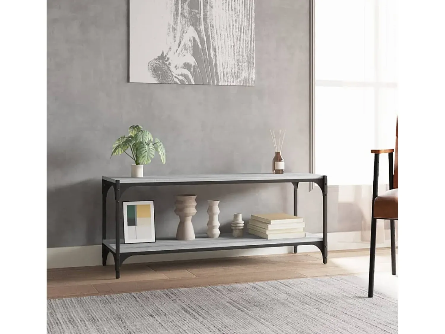 Online Móvel de TV 100x33x41 cm derivados madeira/aço sonoma PT144740 Cinzento