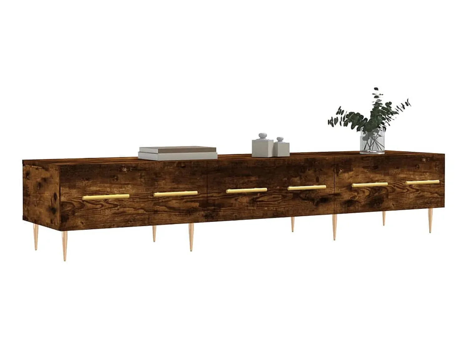 Móvel De Tv| Móvel de TV 150x36x30 cm derivados de madeira carvalho fumado PT408701 Castanho
