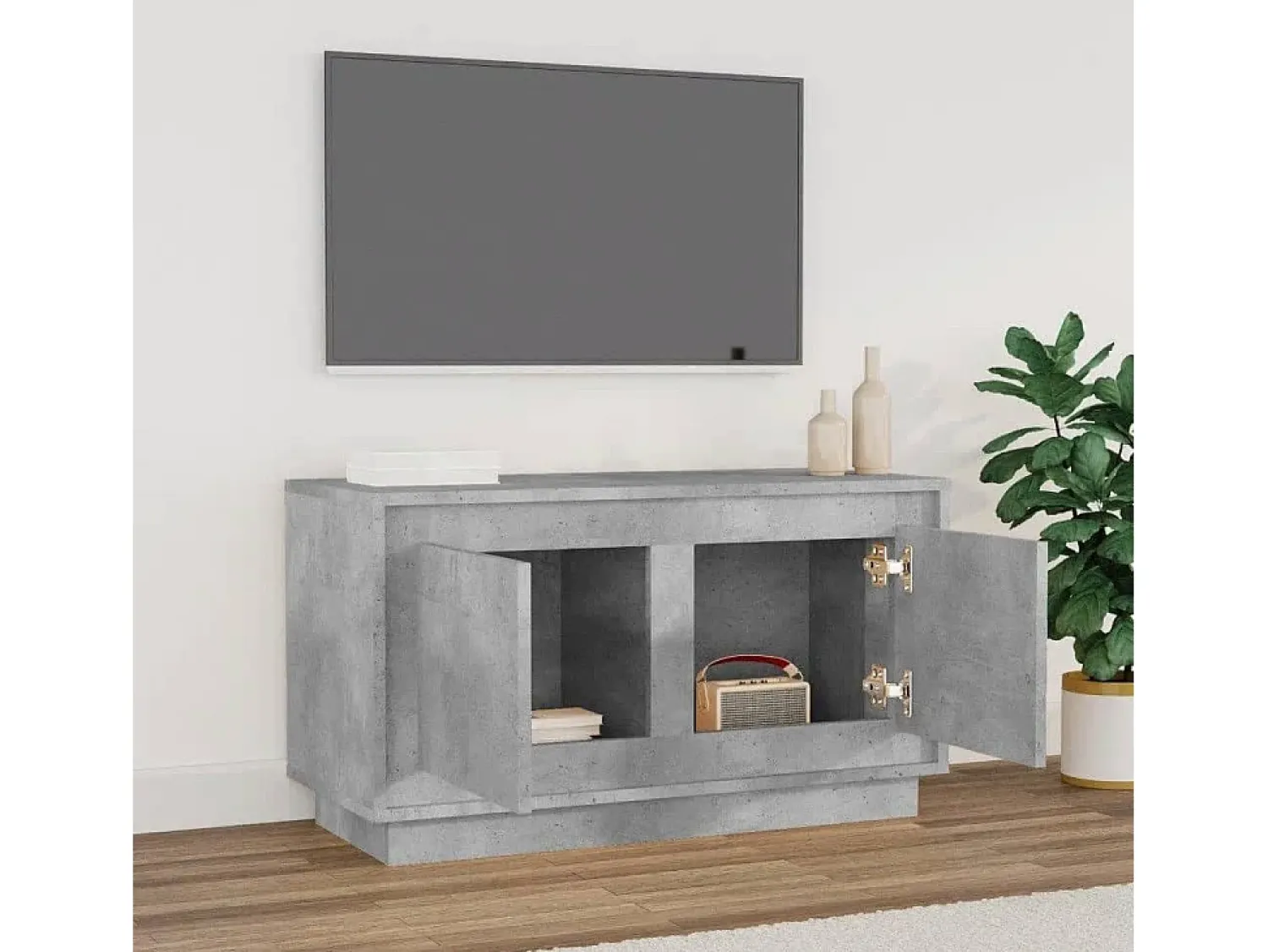 Móvel de TV 80x35x45 cm derivados de madeira cimento PT955248^ Móvel De Tv
