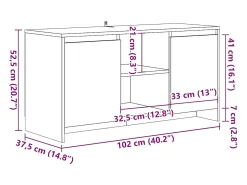 vidaxl Móvel de TV 102x37,5x52,5 cm derivados madeira madeira velha^ Móvel De Tv