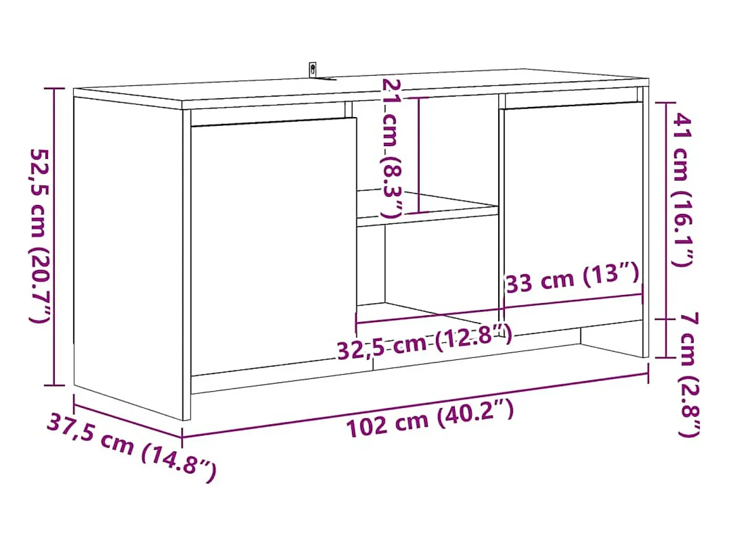 vidaxl Móvel de TV 102x37,5x52,5 cm derivados madeira madeira velha^ Móvel De Tv