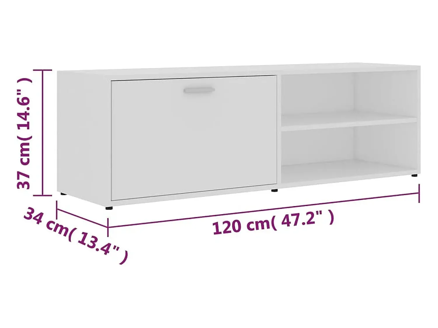 Outlet vidaxl Móvel de TV 120x34x37 cm derivados de madeira Branco