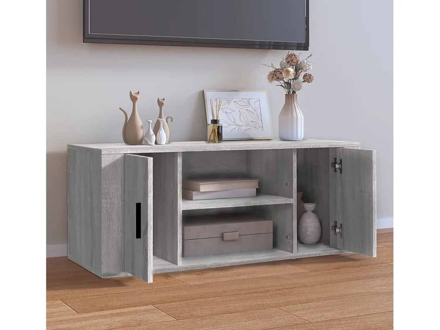 Móvel De Tv* Móvel de TV 100x35x40 cm derivados de madeira sonoma PT258074 Cinzento