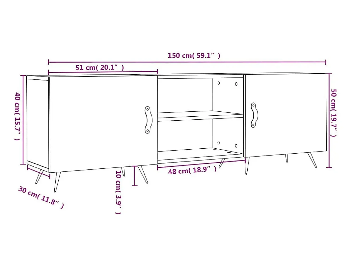 vidaxl Móvel de TV 150x30x50 cm derivados de madeira carvalho sonoma^ Móvel De Tv