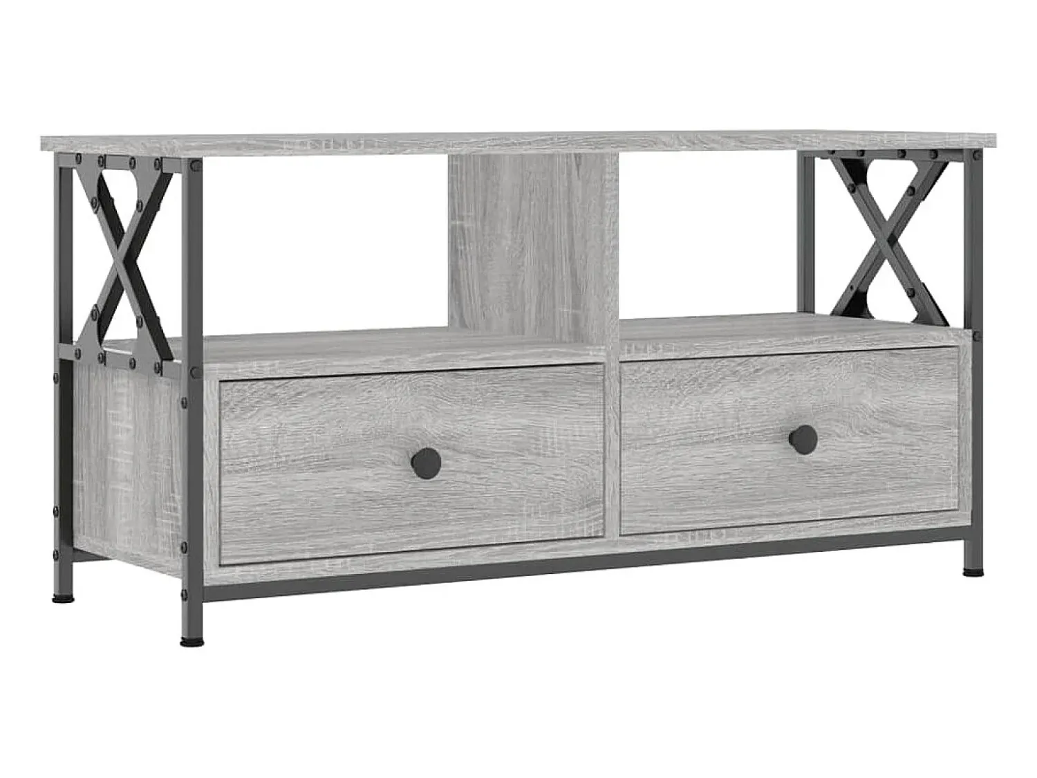 Outlet Móvel de TV 90x33x45 cm derivados de madeira/ferro cinza sonoma PT987555 Cinzento