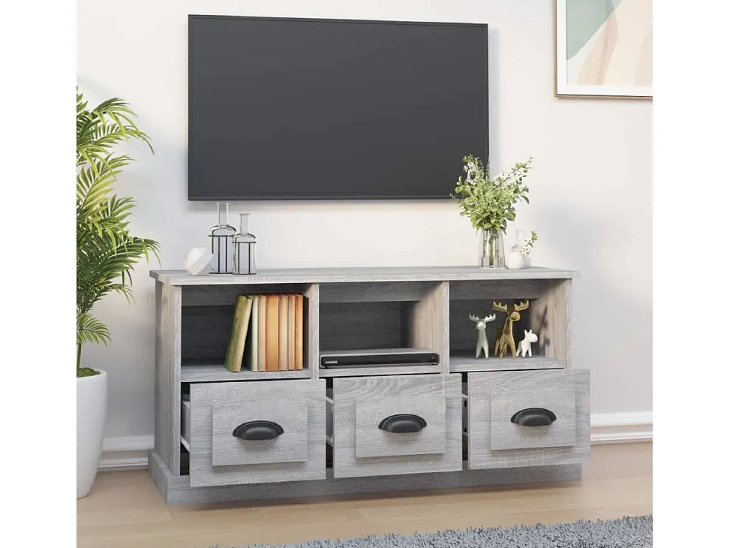Móvel De Tv* Móvel de TV 100x35x50 cm derivados de madeira sonoma PT361448 Cinzento