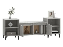 Móvel De Tv| Móvel de TV 160x35x55 cm derivados de madeira cimento PT995658 Cinzento