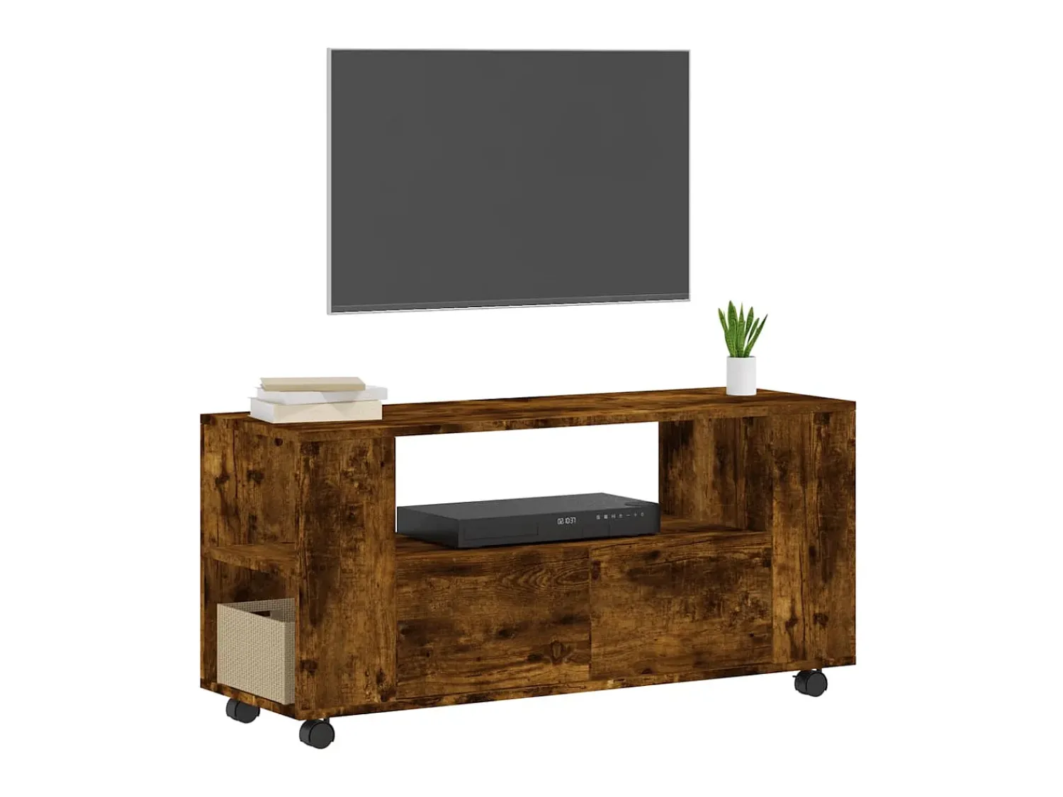 Móvel De Tv* Móvel de TV 102x34,5x43 cm derivados madeira carvalho fumado PT845901 Castanho