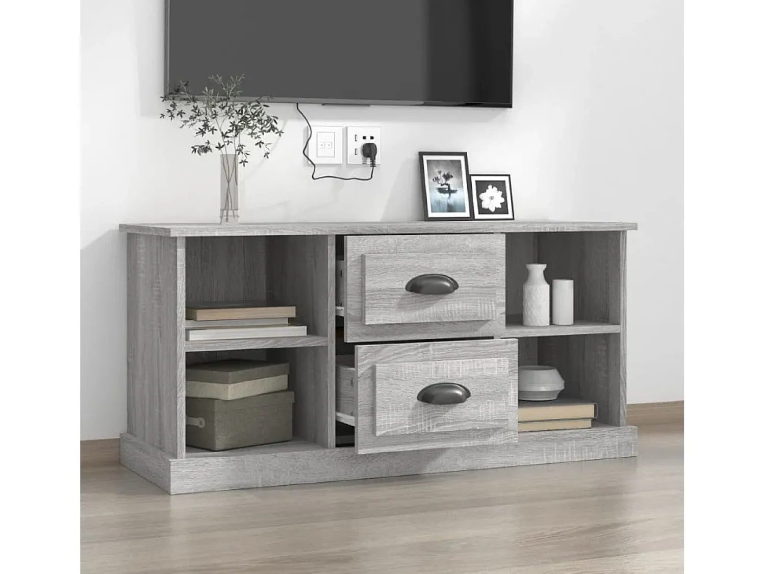 Móvel De Tv| Móvel de TV 99,5x35,5x48 cm derivados de madeira cinza sonoma PT996019 Cinzento