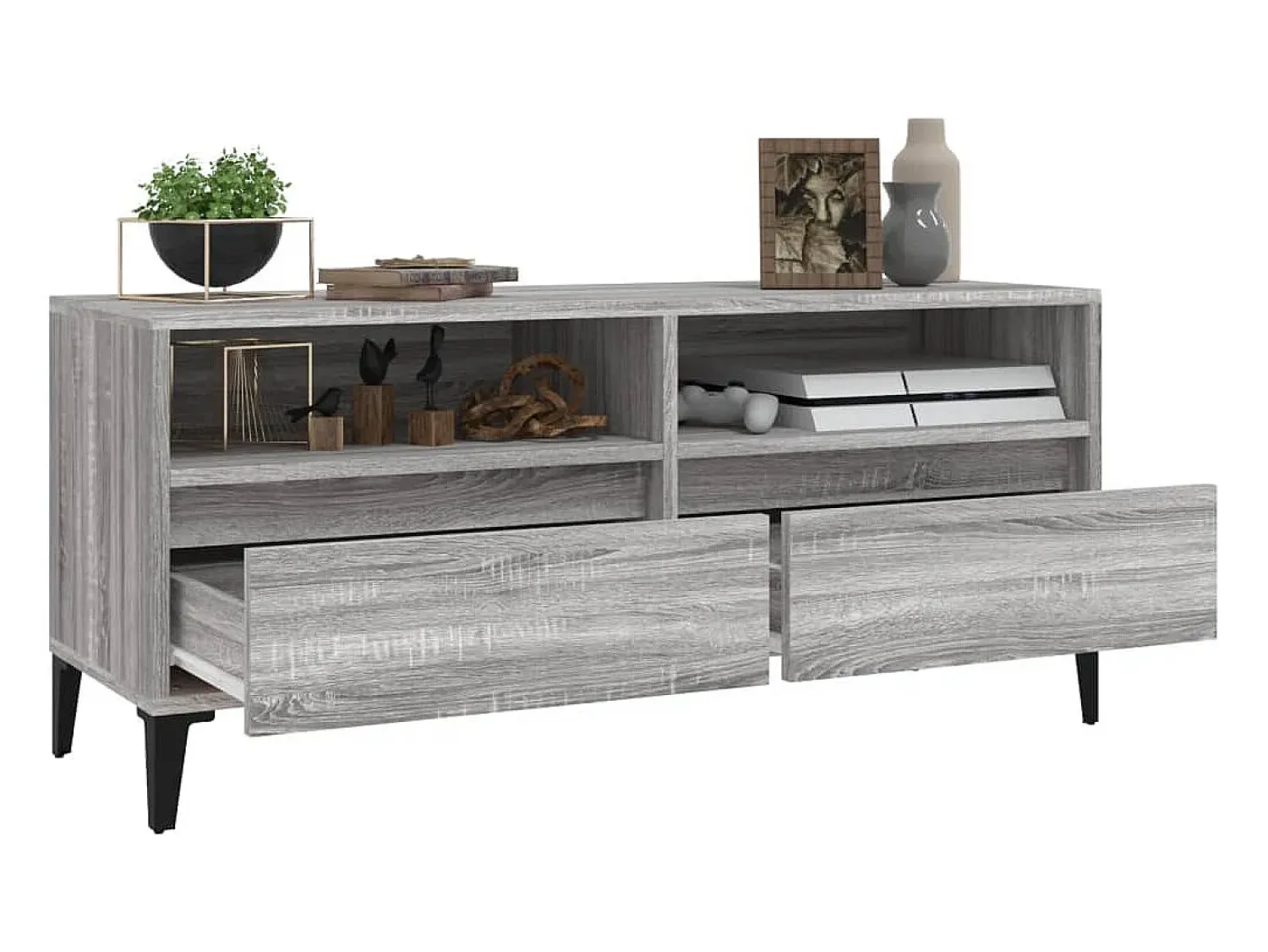 Móvel De Tv| Móvel de TV 100x34,5x44,5 cm derivados madeira sonoma PT205799 Cinzento