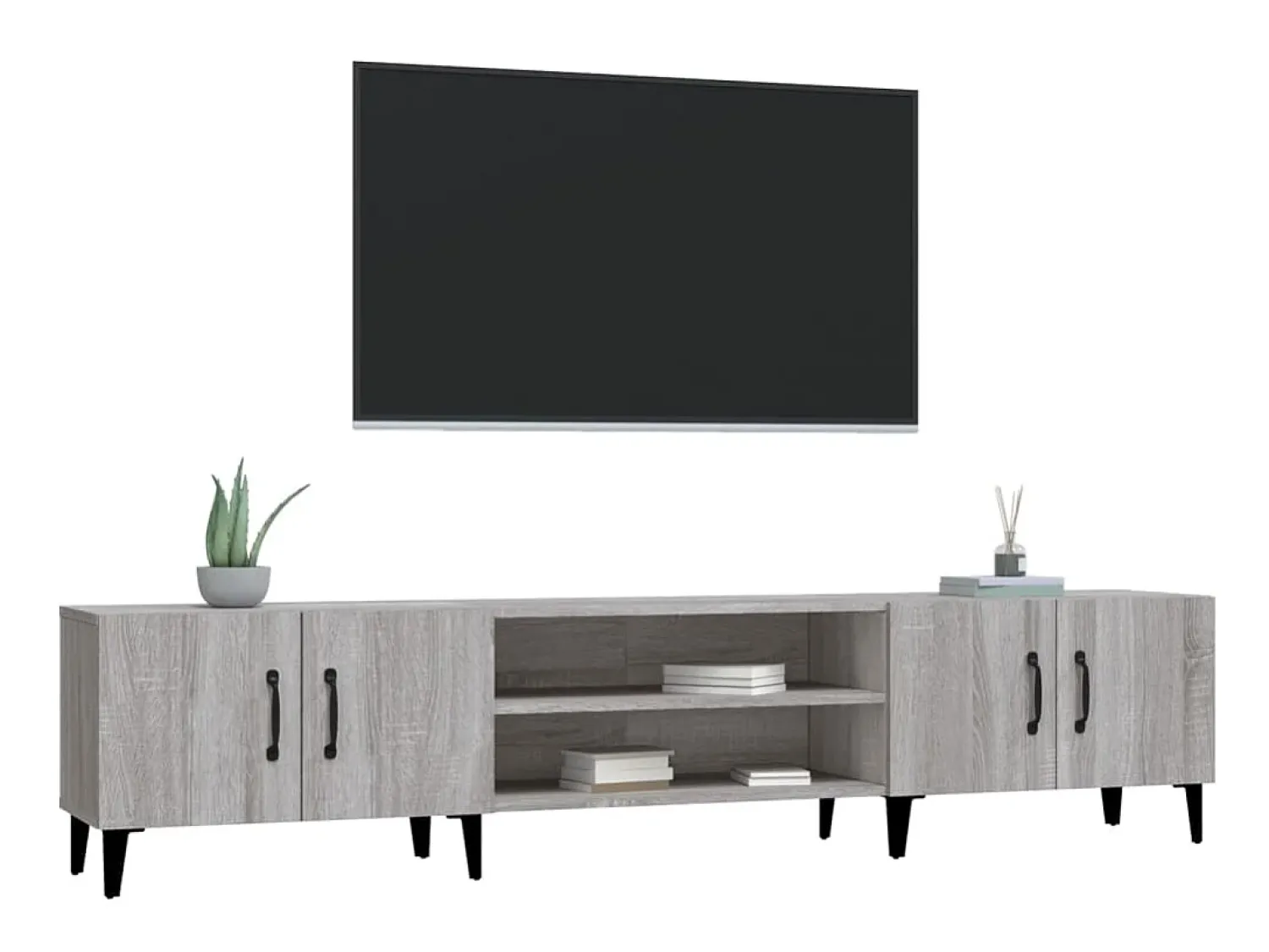 Móvel de TV 180x31,5x40 cm derivados de madeira cinza sonoma PT802746^ Móvel De Tv