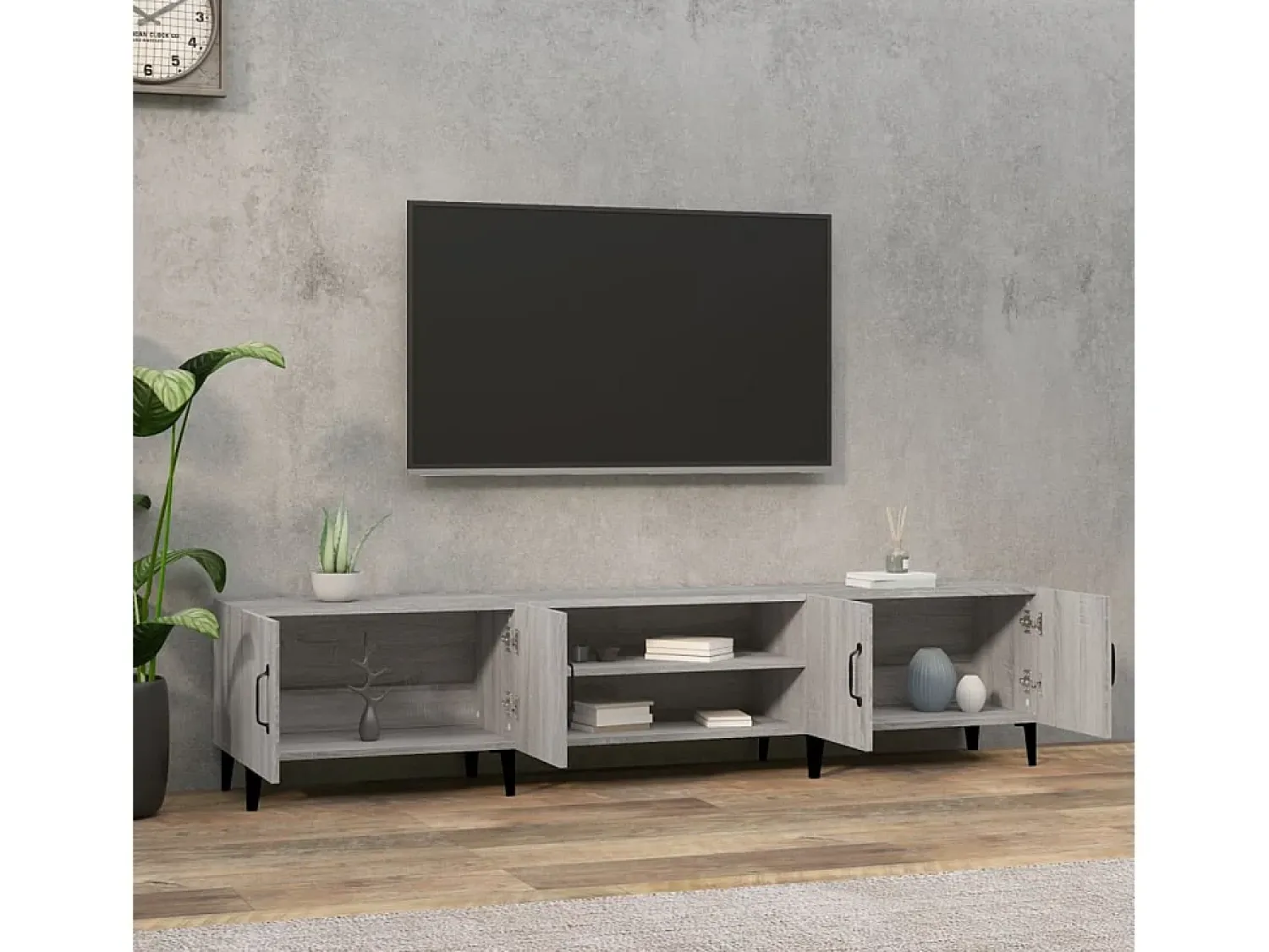 Móvel de TV 180x31,5x40 cm derivados de madeira cinza sonoma PT802746^ Móvel De Tv