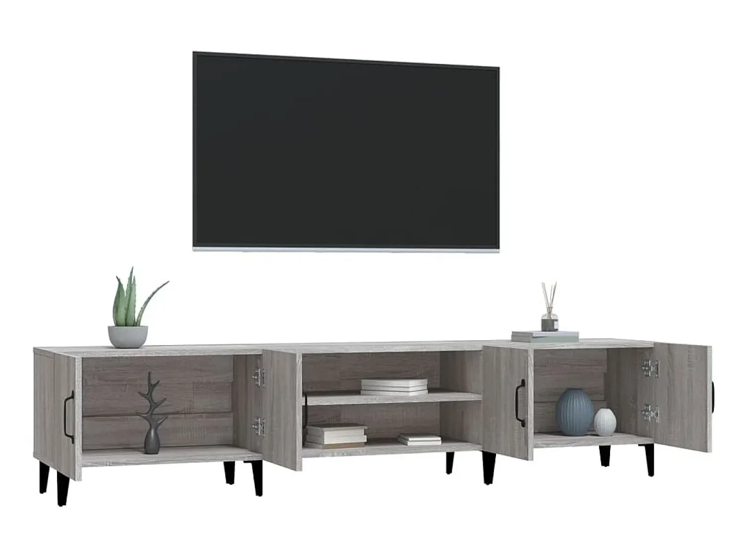 Móvel de TV 180x31,5x40 cm derivados de madeira cinza sonoma PT802746^ Móvel De Tv