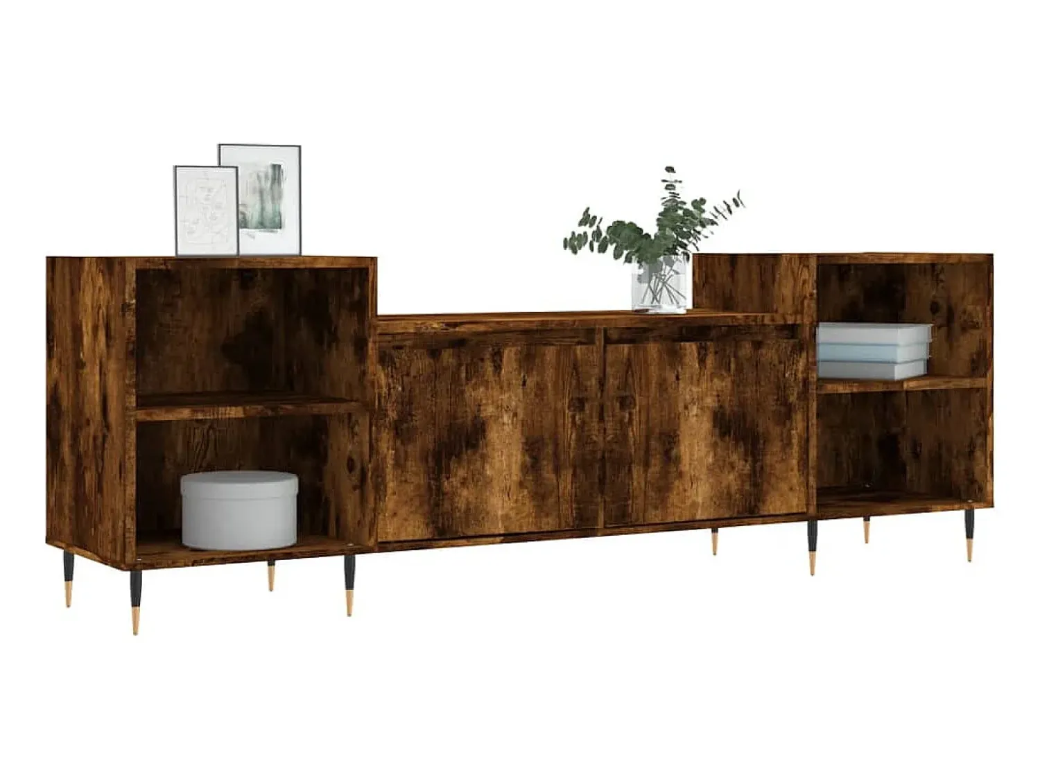 Móvel De Tv| Móvel de TV 160x35x55 cm derivados de madeira carvalho fumado PT987472 Castanho