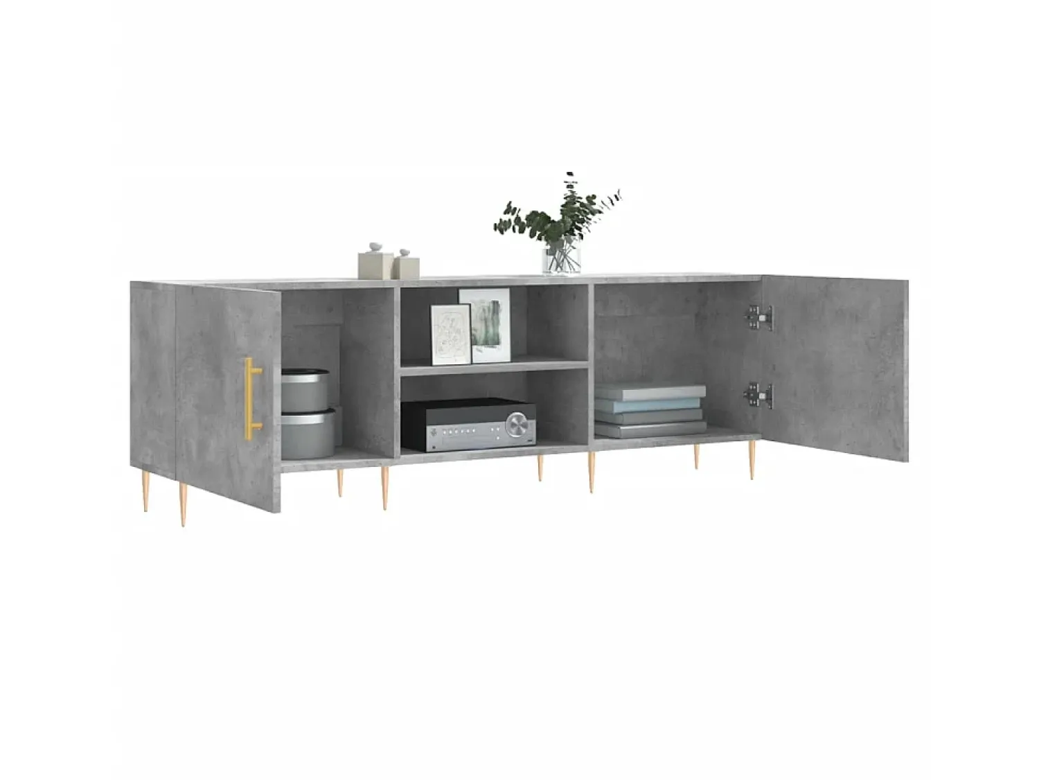 Móvel De Tv* Móvel de TV 150x30x50 cm derivados de madeira cinza-cimento PT190197 Cinzento