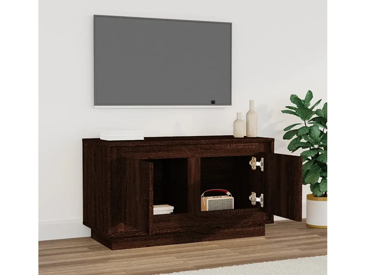 Hot Móvel de TV 80x35x45 cm derivados de madeira carvalho PT373812 Castanho