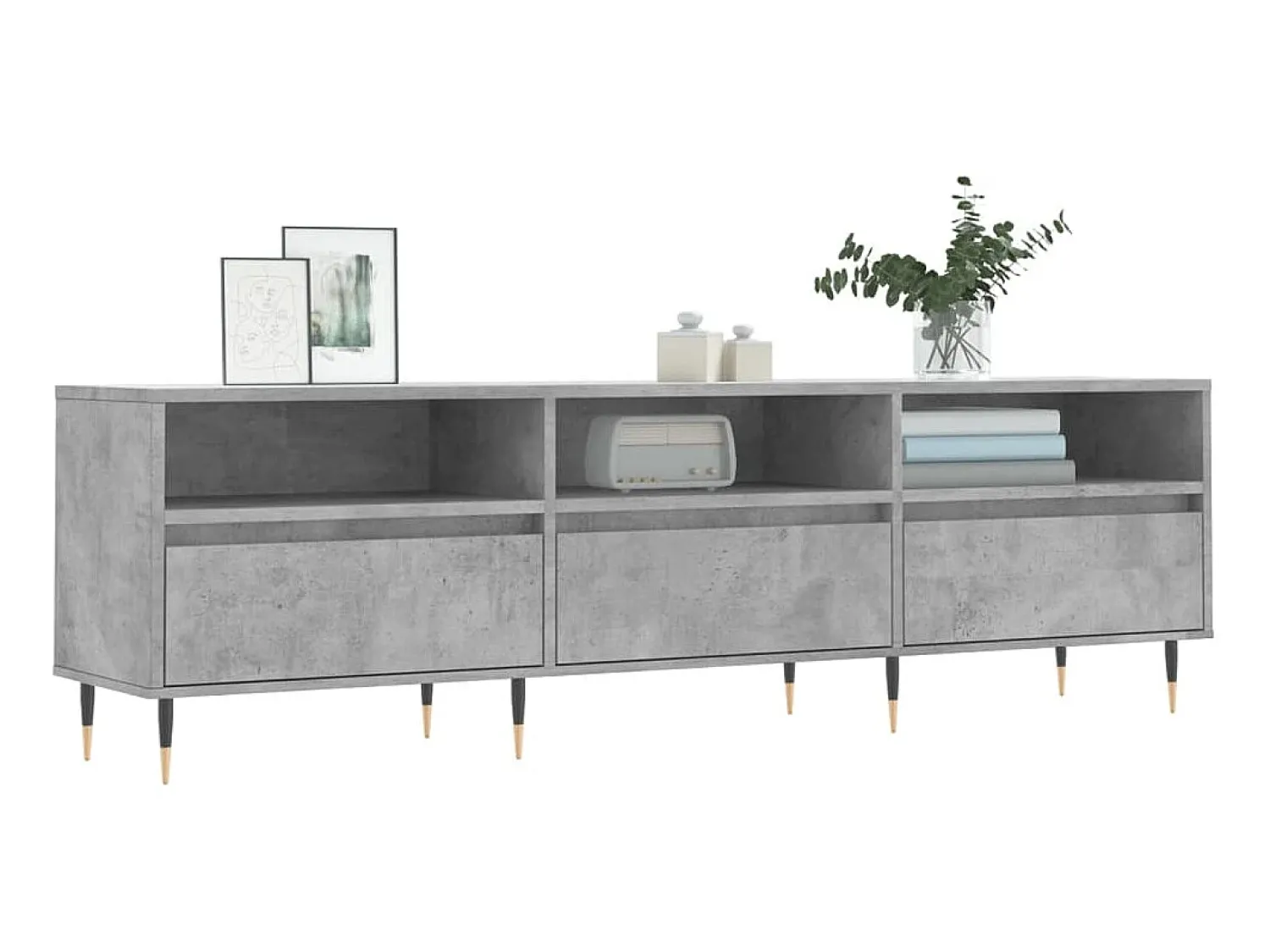 Best Móvel de TV 150x30x44,5 cm derivados de madeira cinza cimento PT950796 Cinzento