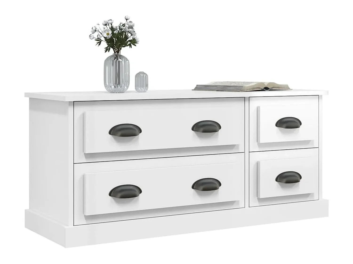 Móvel De Tv| Móvel de TV 100x35,5x45 cm derivados madeira brilhante PT294243 Branco