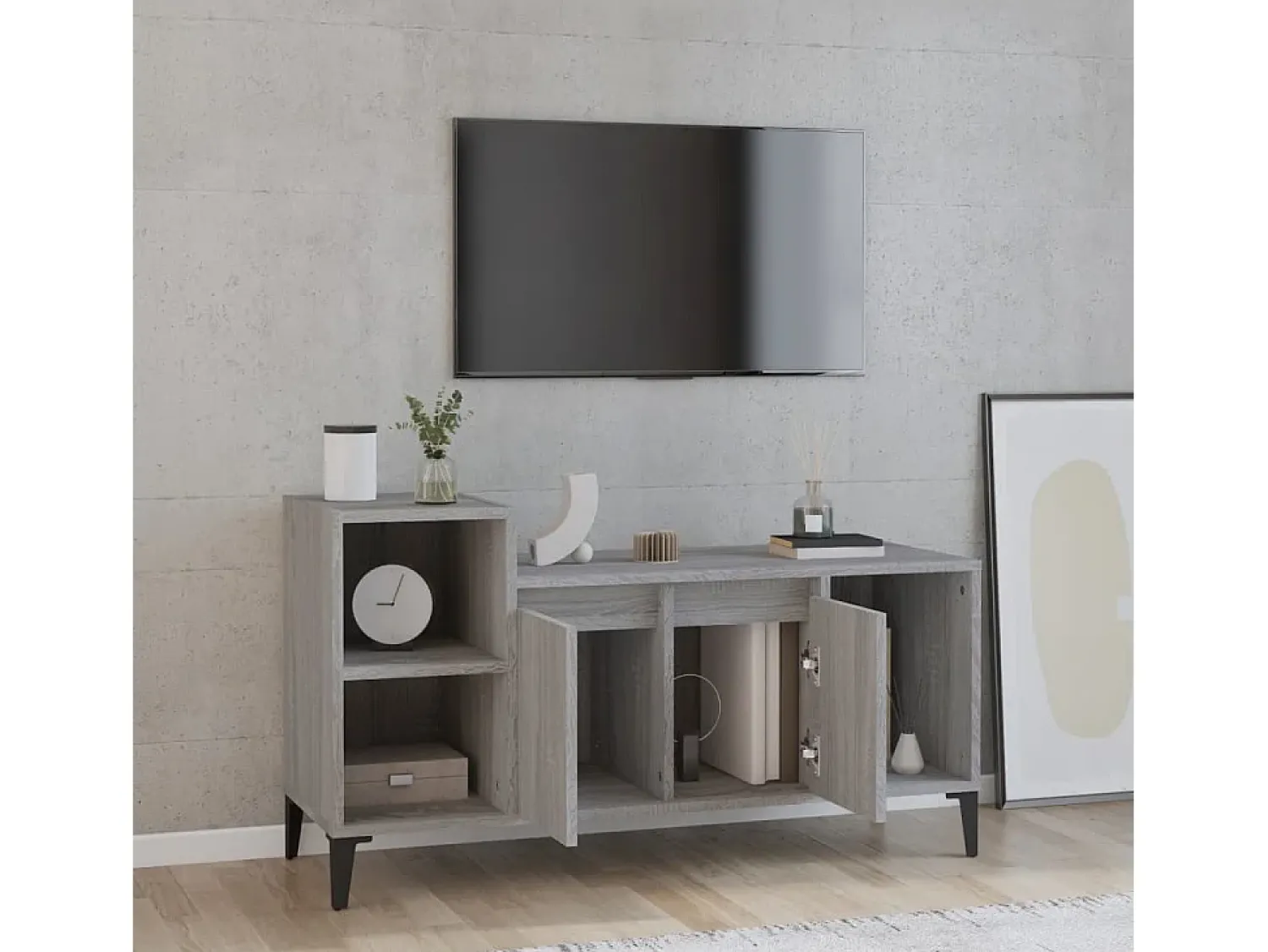Discount Móvel de TV 100x35x55 cm derivados de madeira sonoma PT309076 Cinzento