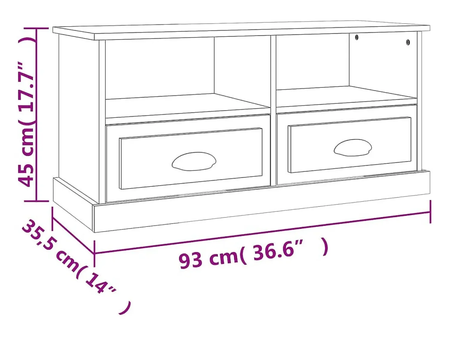 Móvel De Tv|vidaxl Móvel de TV 93x35,5x45 cm derivados de madeira sonoma Cinzento