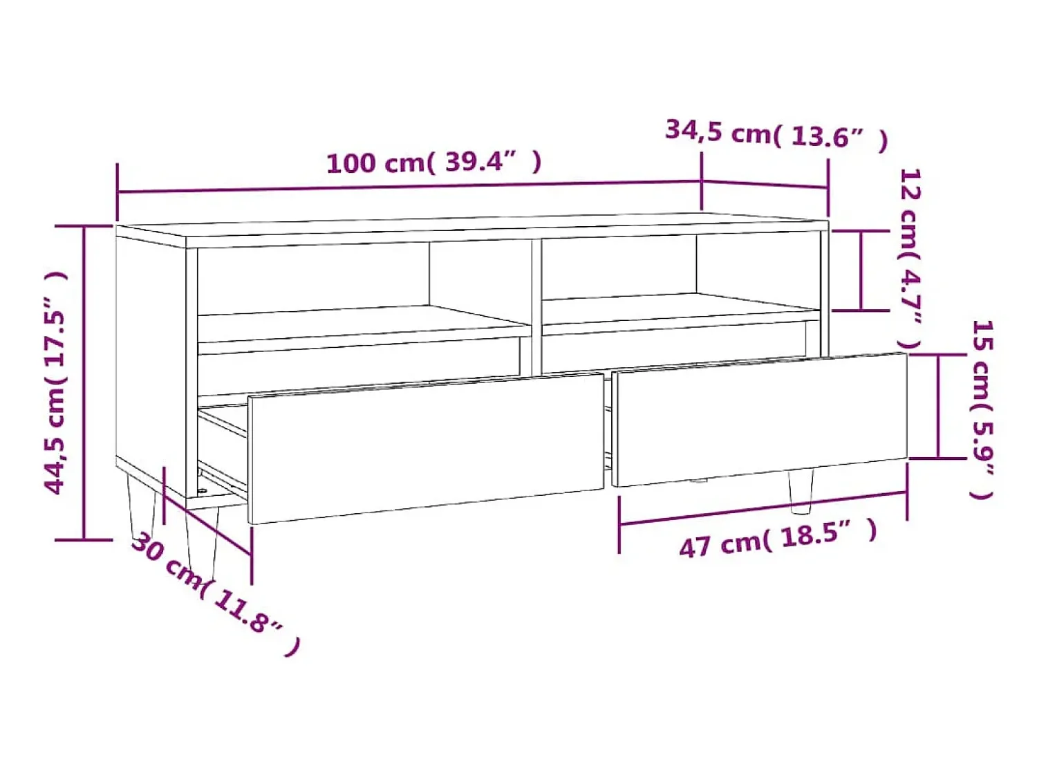 Móvel De Tv|vidaxl Móvel de TV 100x34,5x44,5 cm derivados de madeira Branco