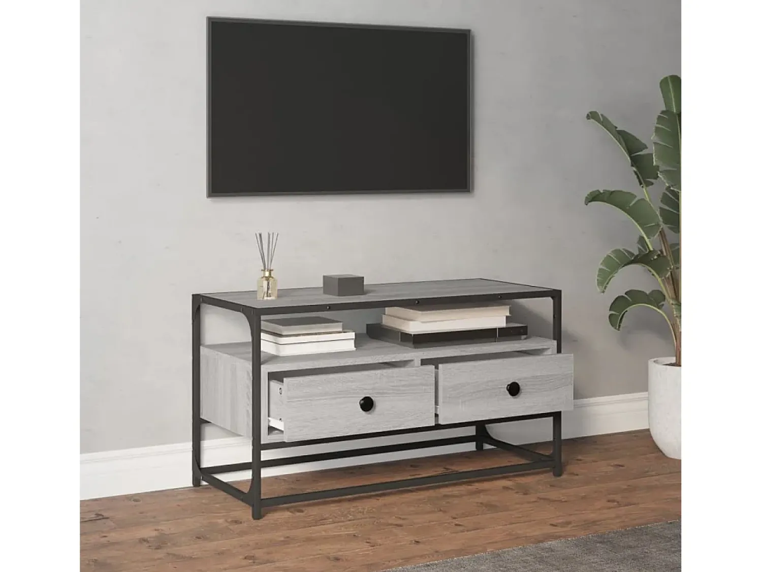 Móvel De Tv* Móvel de TV 80x35x45 cm derivados de madeira sonoma PT635123 Cinzento