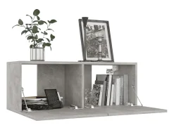 Móvel De Tv* Móvel de TV 80x30x30 cm derivados de madeira cimento PT590426 Cinzento
