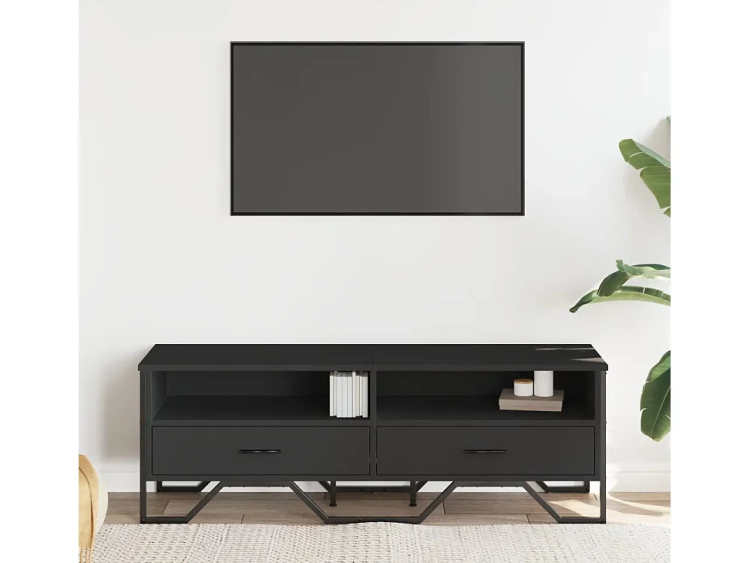 Móvel De Tv* Móvel de TV 122x34x41 cm derivados de madeira PT714509 Preto