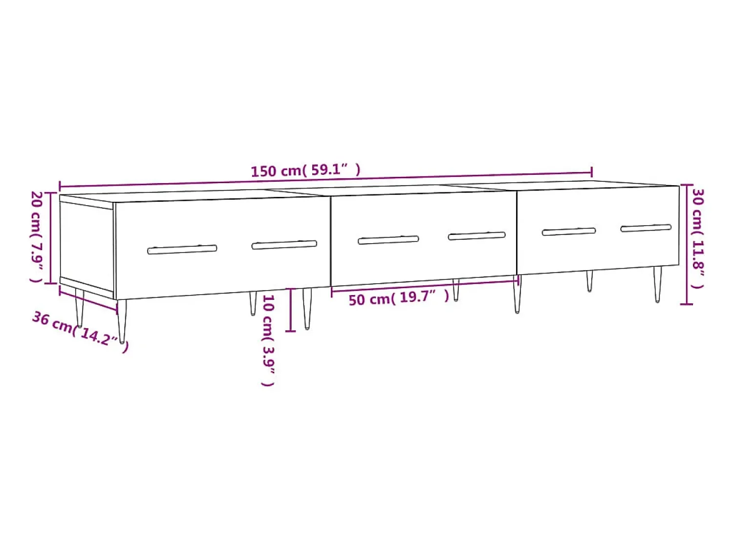 Discount vidaxl Móvel de TV 150x36x30 cm derivados de madeira carvalho sonoma Castanho